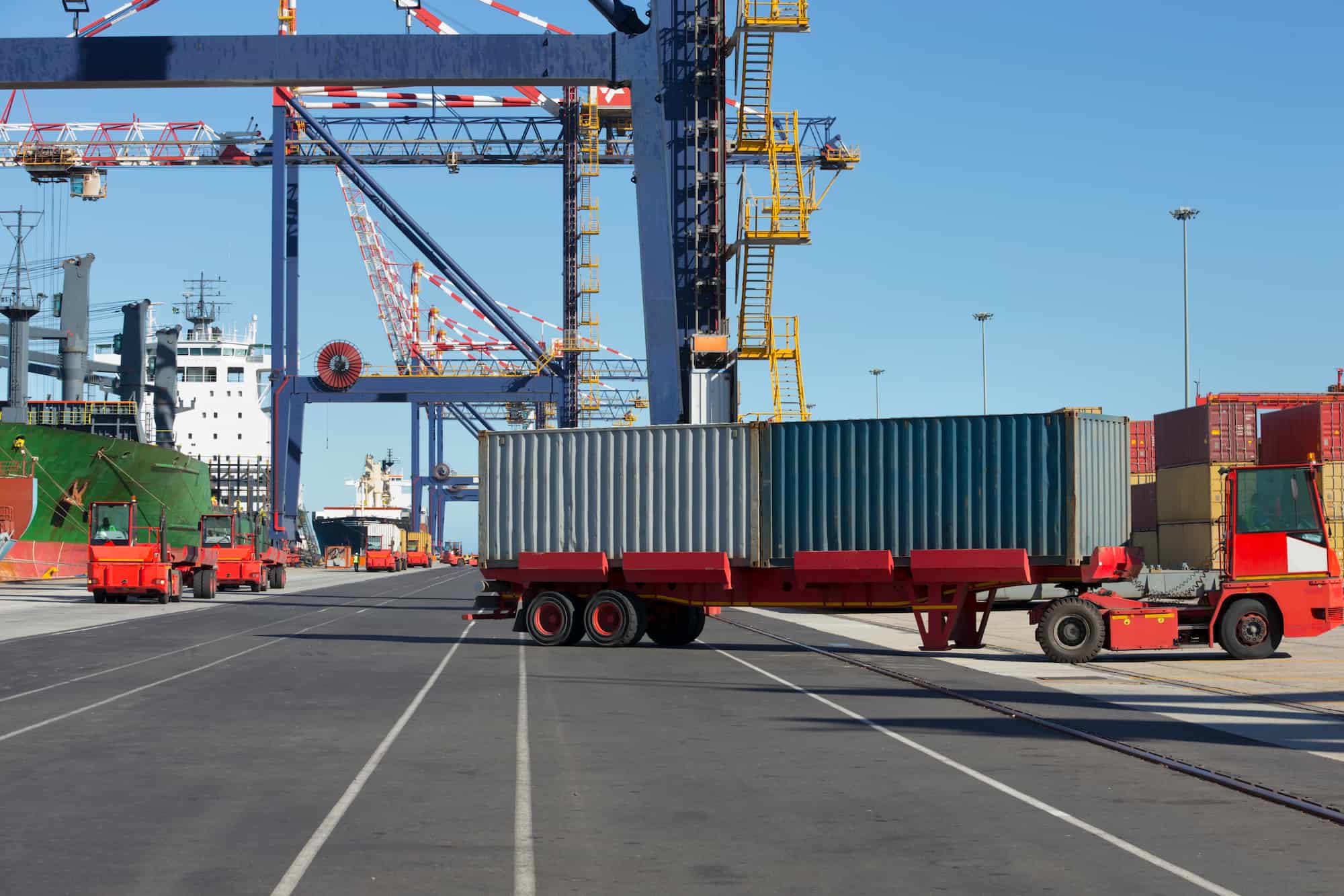 Intermodal freight terminal with rail and truck operations