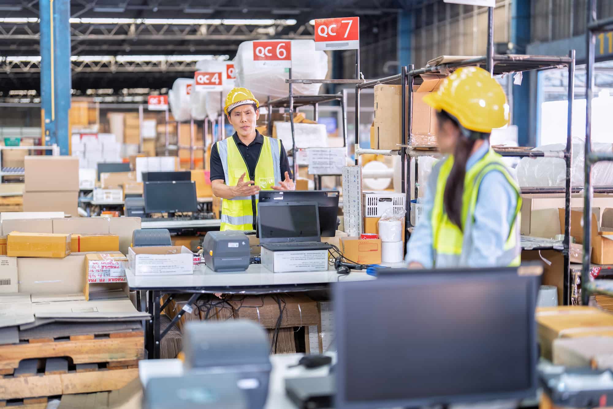 Logistics operations centre with team working at desks